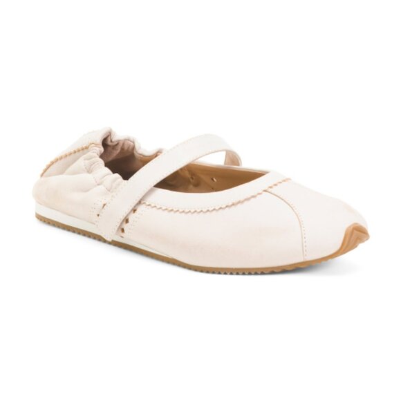 STEVE MADDEN White Distressed Leather Anaya Ballet Flats